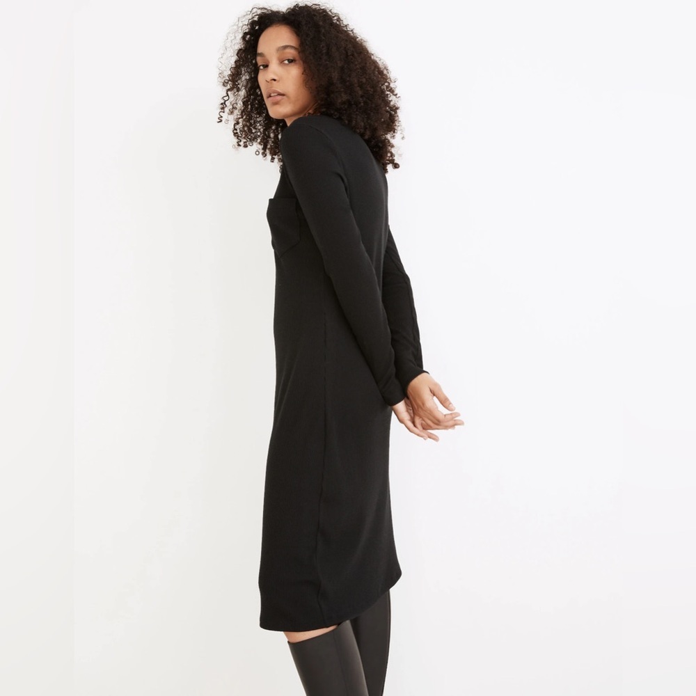 Madewell Long Sleeve‎ Pocket Ribbed Black Dress Size Xlarge